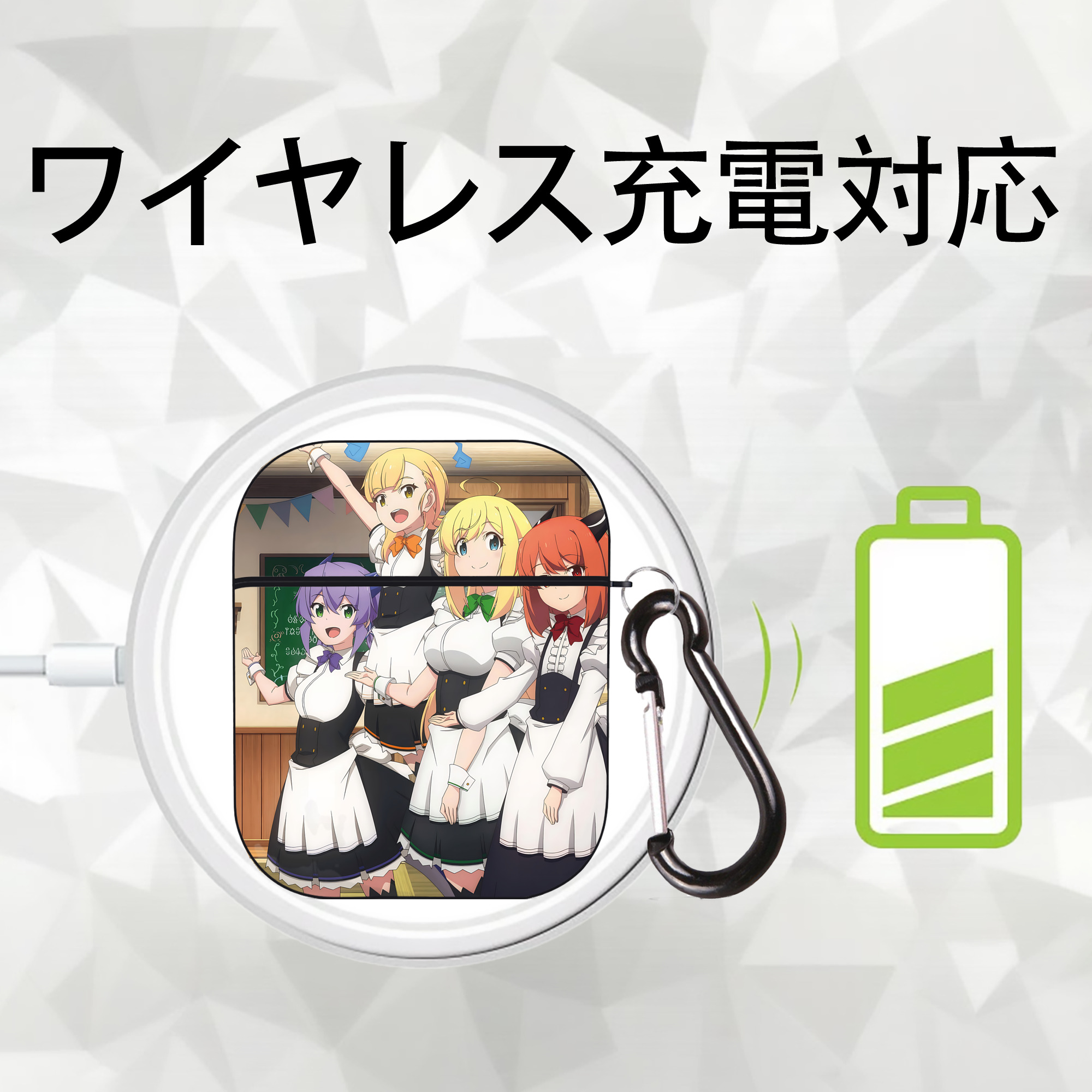 転スラ Regarding Reincarnated to Slime AirPods 第2世代保護ケース ハードシェル ブラック 耐衝撃・防指紋・カラビナ付き