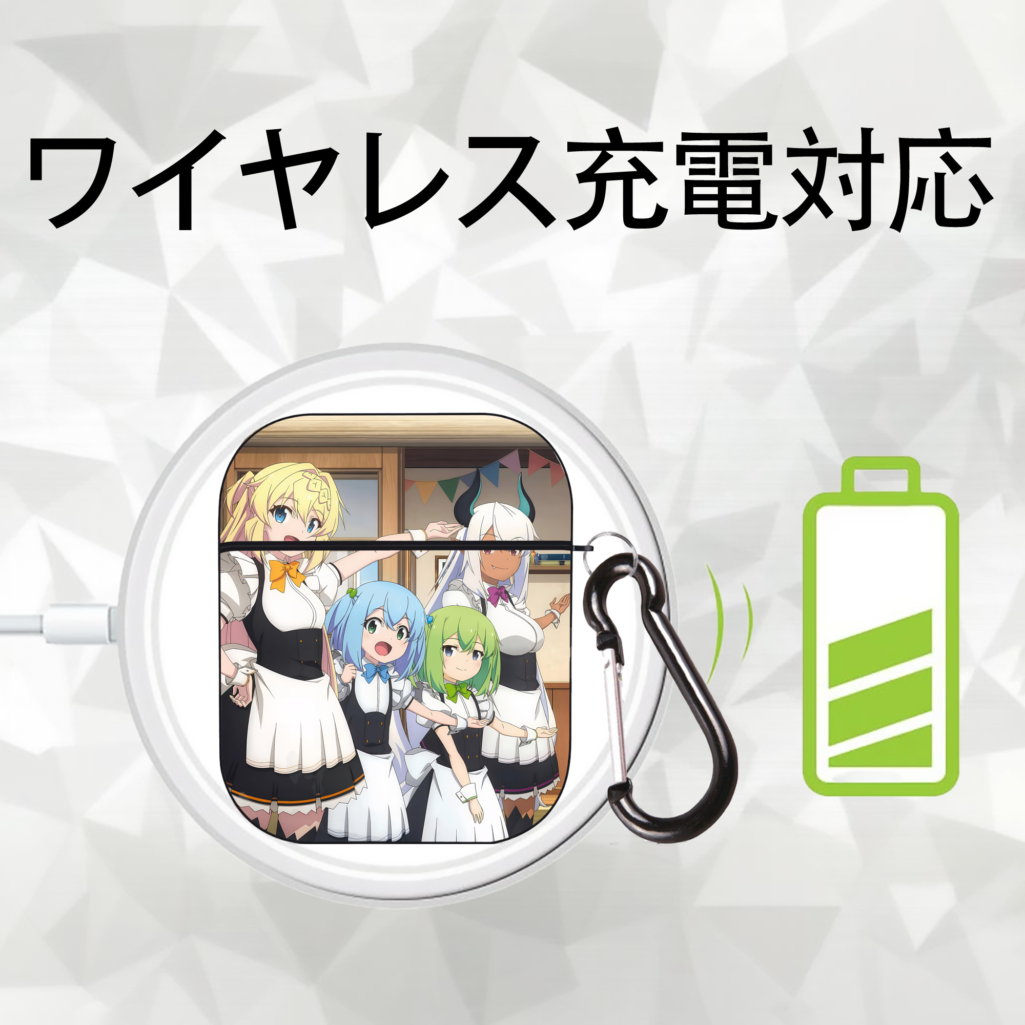 転スラ Regarding Reincarnated to Slime AirPods 第2世代保護ケース ハードシェル ブラック 耐衝撃・防指紋・カラビナ付き