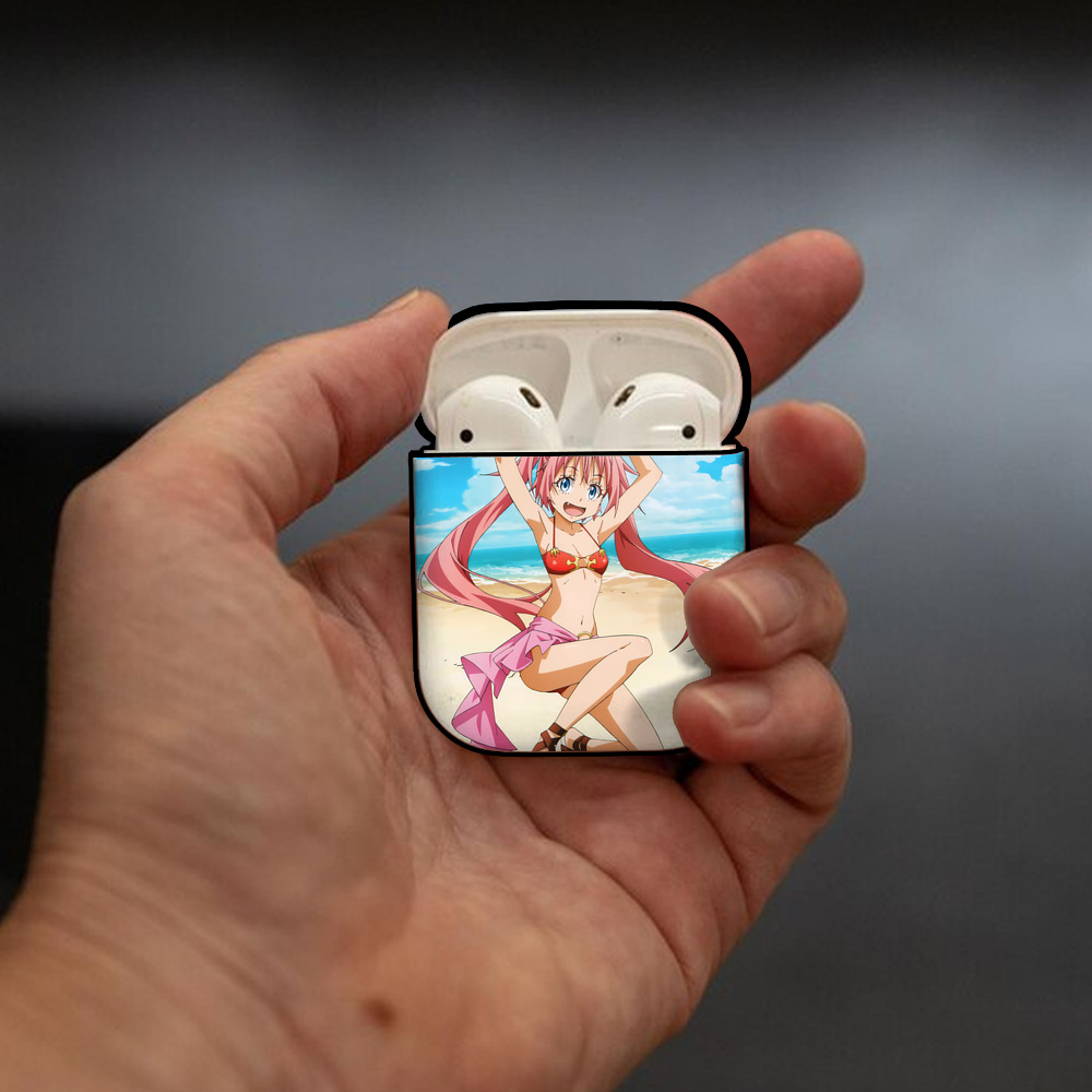 転スラ Regarding Reincarnated to Slime AirPods 第2世代保護ケース ハードシェル ブラック 耐衝撃・防指紋・カラビナ付き