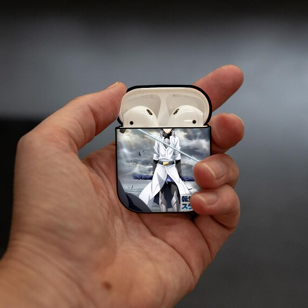 転スラ Regarding Reincarnated to Slime AirPods 第2世代保護ケース ハードシェル ブラック 耐衝撃・防指紋・カラビナ付き