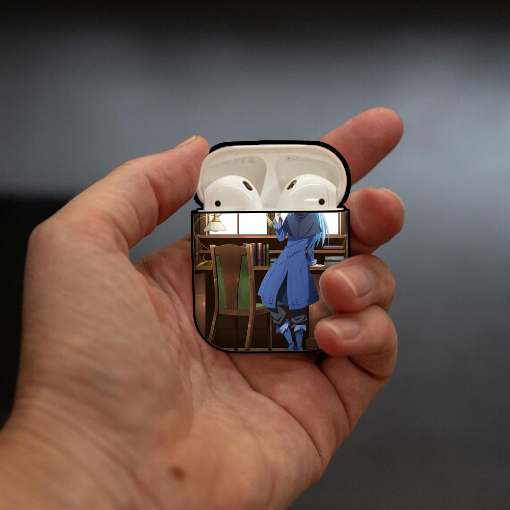 転スラ Regarding Reincarnated to Slime AirPods 第2世代保護ケース ハードシェル ブラック 耐衝撃・防指紋・カラビナ付き